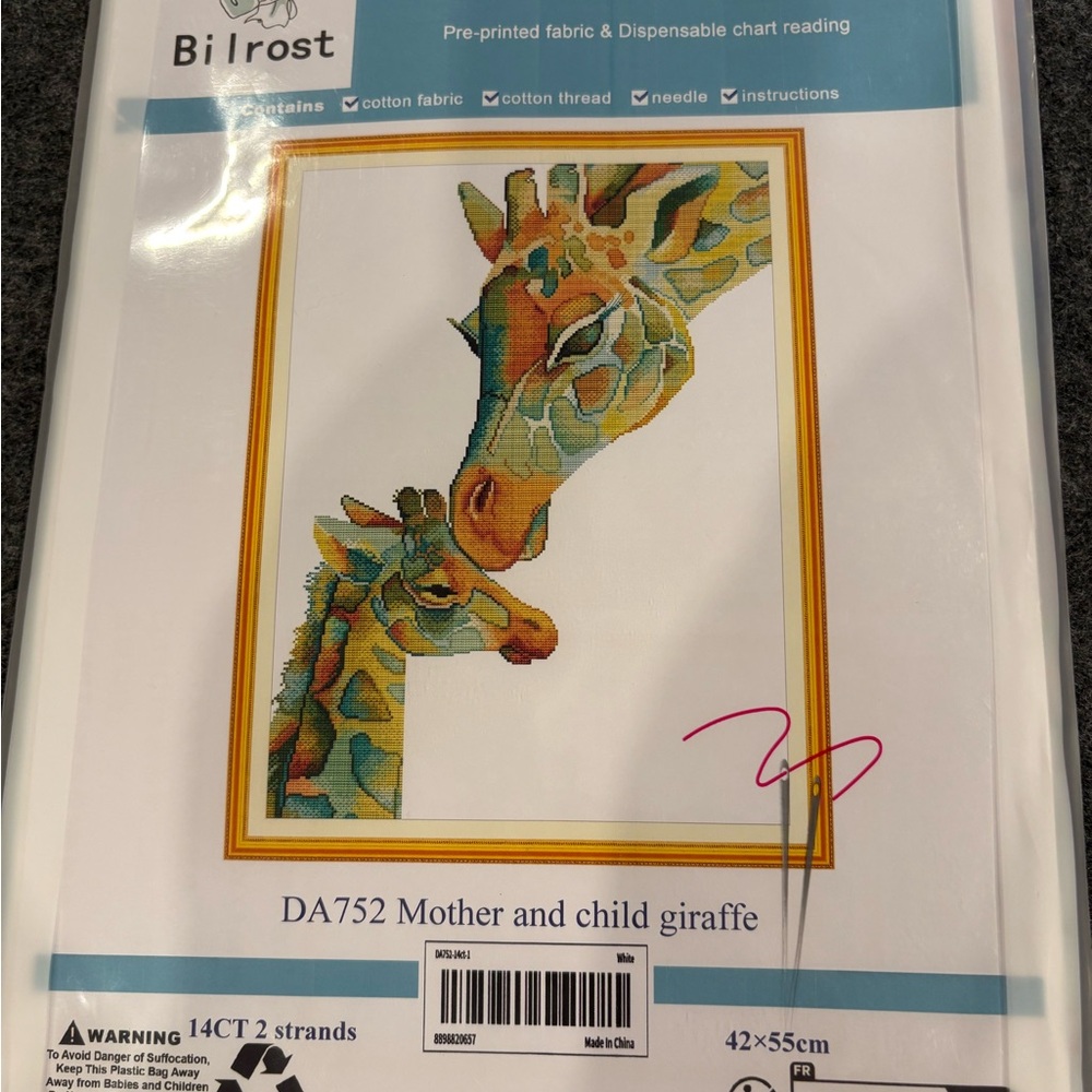 Bilrost complete Cross Stitch Kit #DA752 Mother and Child Giraffe New